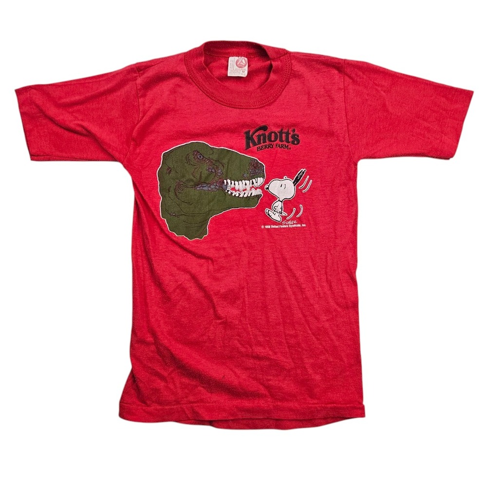 Vintage Knotts Berry Farm Kingdom Of The Dinosaurs Snoopy Shirt Youth Medium 50s